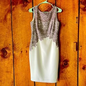 Ralph Lauren white and taupe lace detail dress size 2